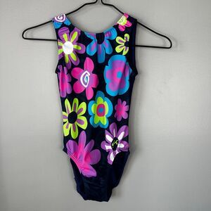 GK Elite Floral Gymnastics Leotard Youth Large